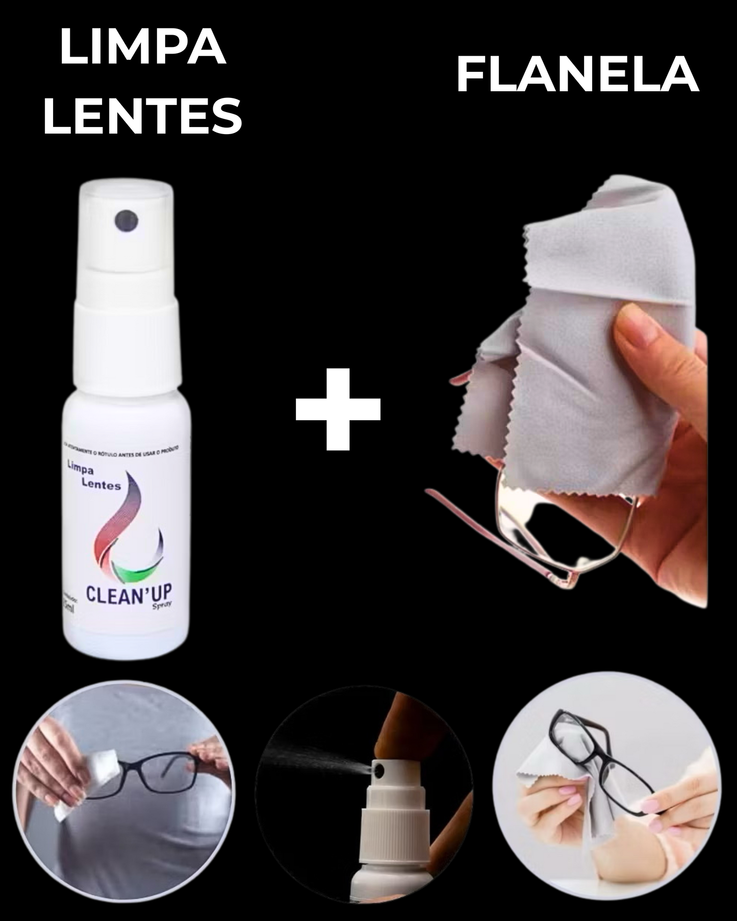 Kit Limpa Lentes + Flanela Microfibra